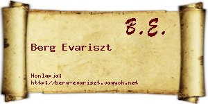 Berg Evariszt névjegykártya